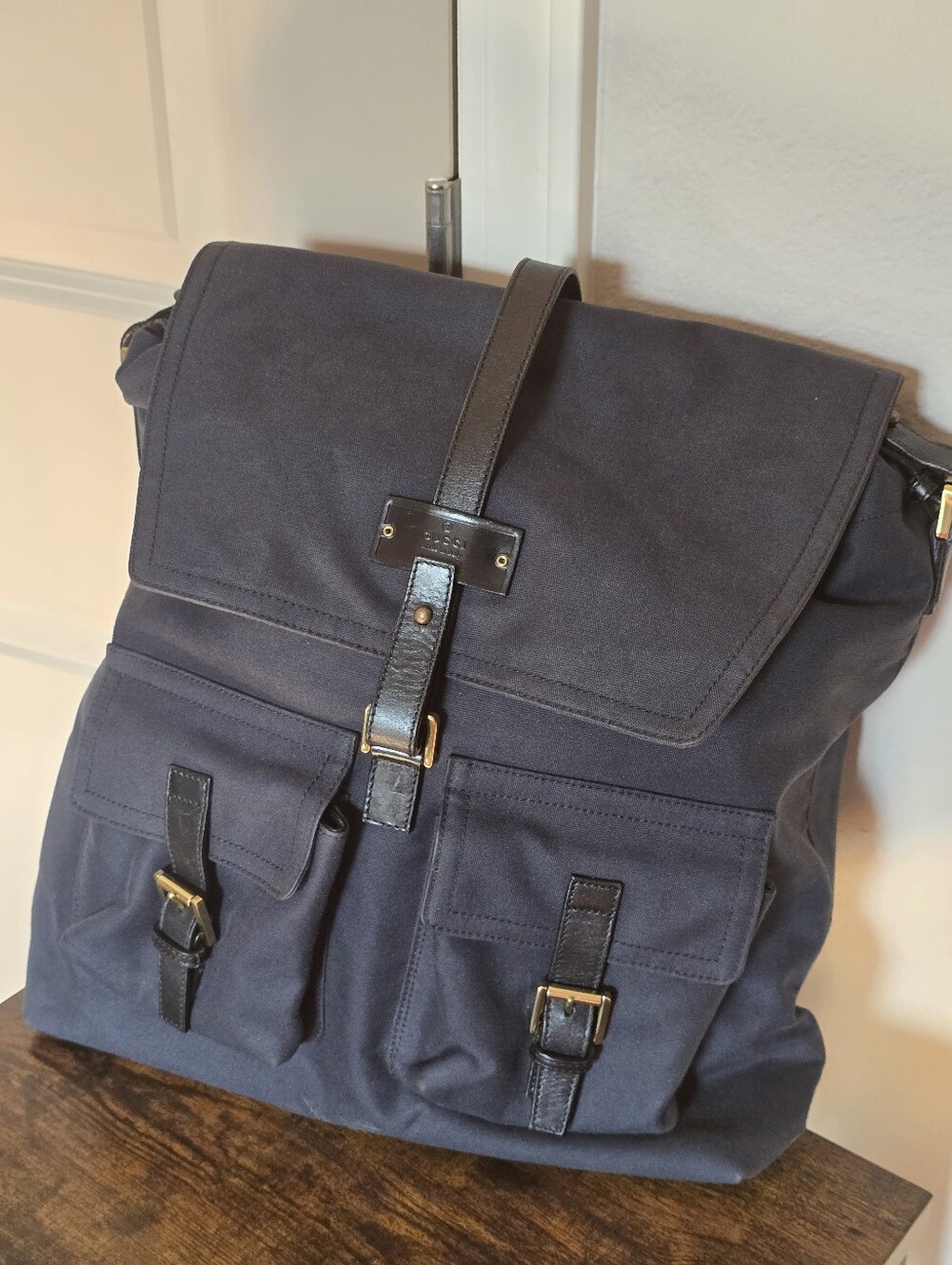 Authetic Gucci Navy Canvas Backpack Or Shoulder Bag